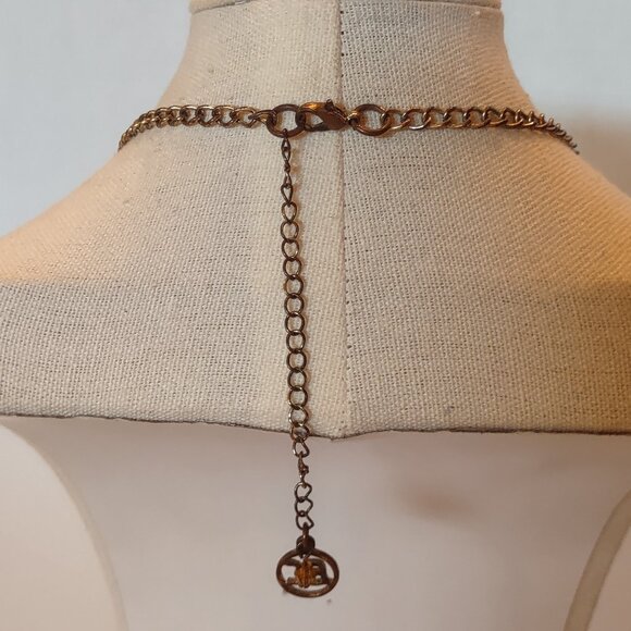 Stunning EL Gold Tone Champagne Glass Statement Bib Cocktail Necklace 19”-22" - Picture 4 of 6